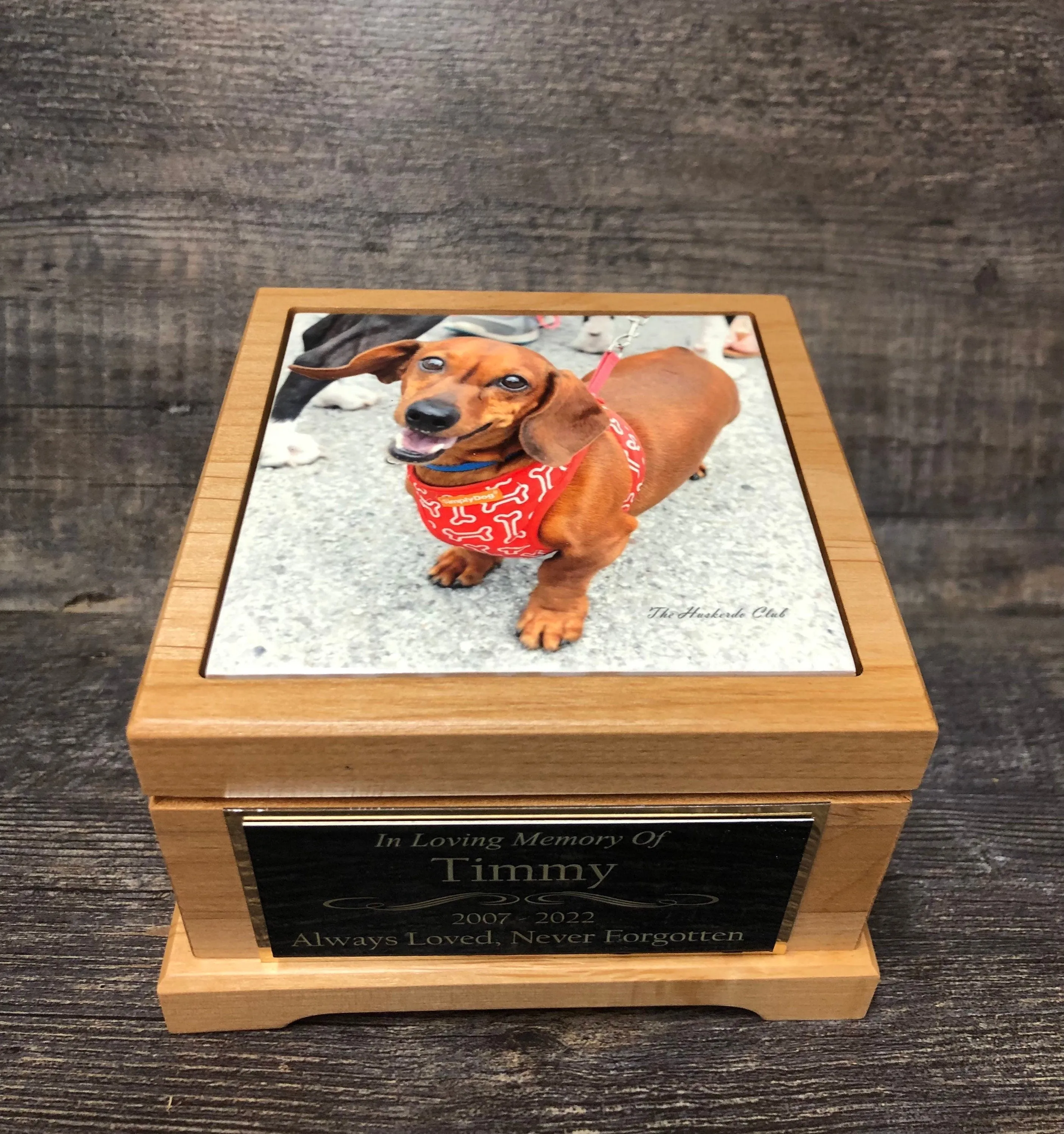 Pet Urn Dog Urn Pet Memorial Keepsake Box Dachshund Urn Yorkie Cremation Urn Custom Photo Tile & Tag Small Dog / Animal Cat Urn Up To 25lbs