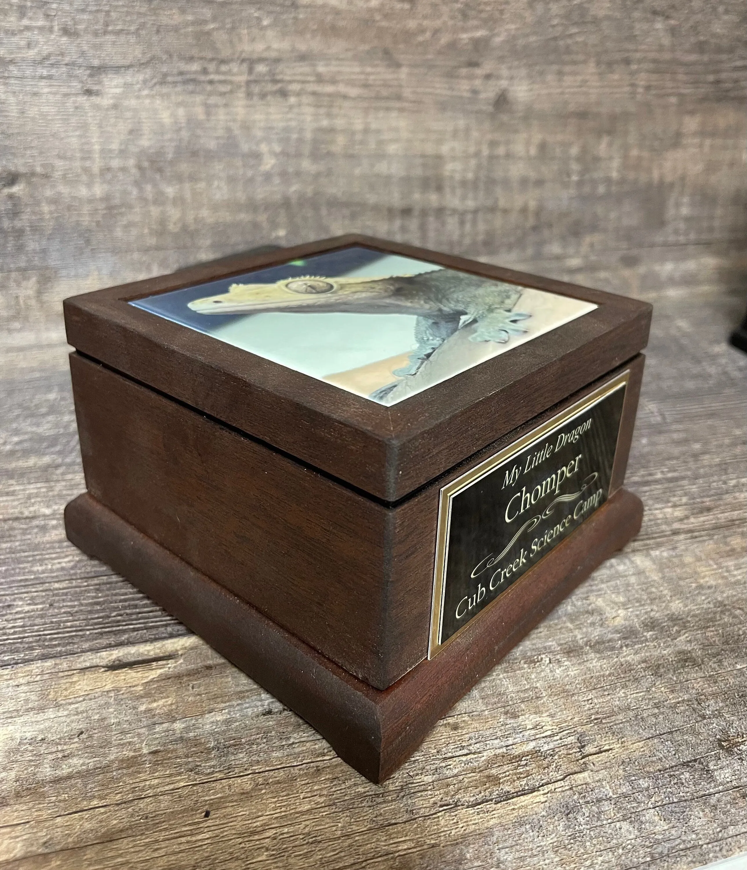 Reptile Urn Bearded Dragon Urn Small Animal Pet MAHOGANY Urn Iguana Urn Gecko Lizard Pet Keepsake Cremation Custom Photo & Engraved To 25lbs