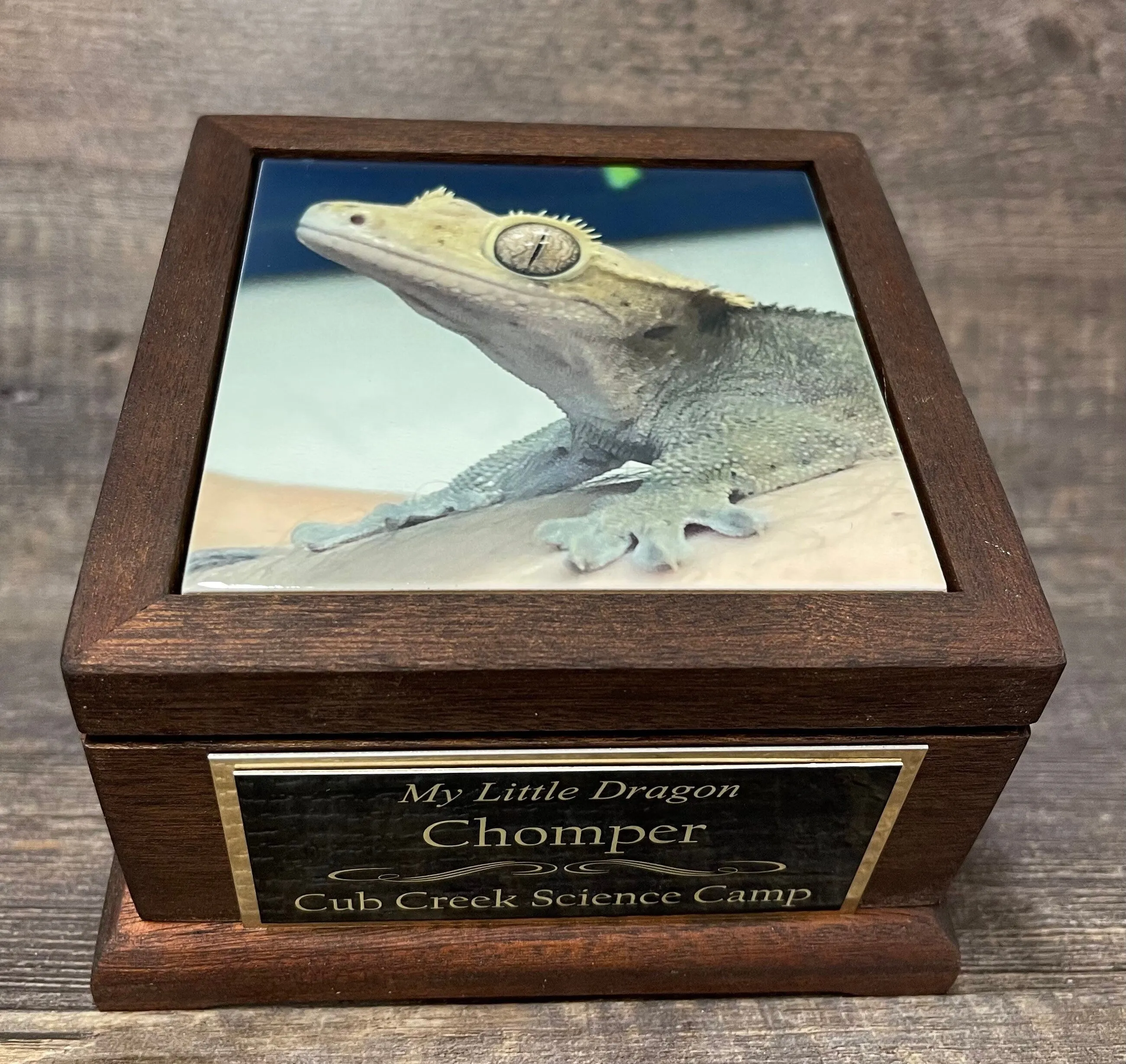 Reptile Urn Bearded Dragon Urn Small Animal Pet MAHOGANY Urn Iguana Urn Gecko Lizard Pet Keepsake Cremation Custom Photo & Engraved To 25lbs