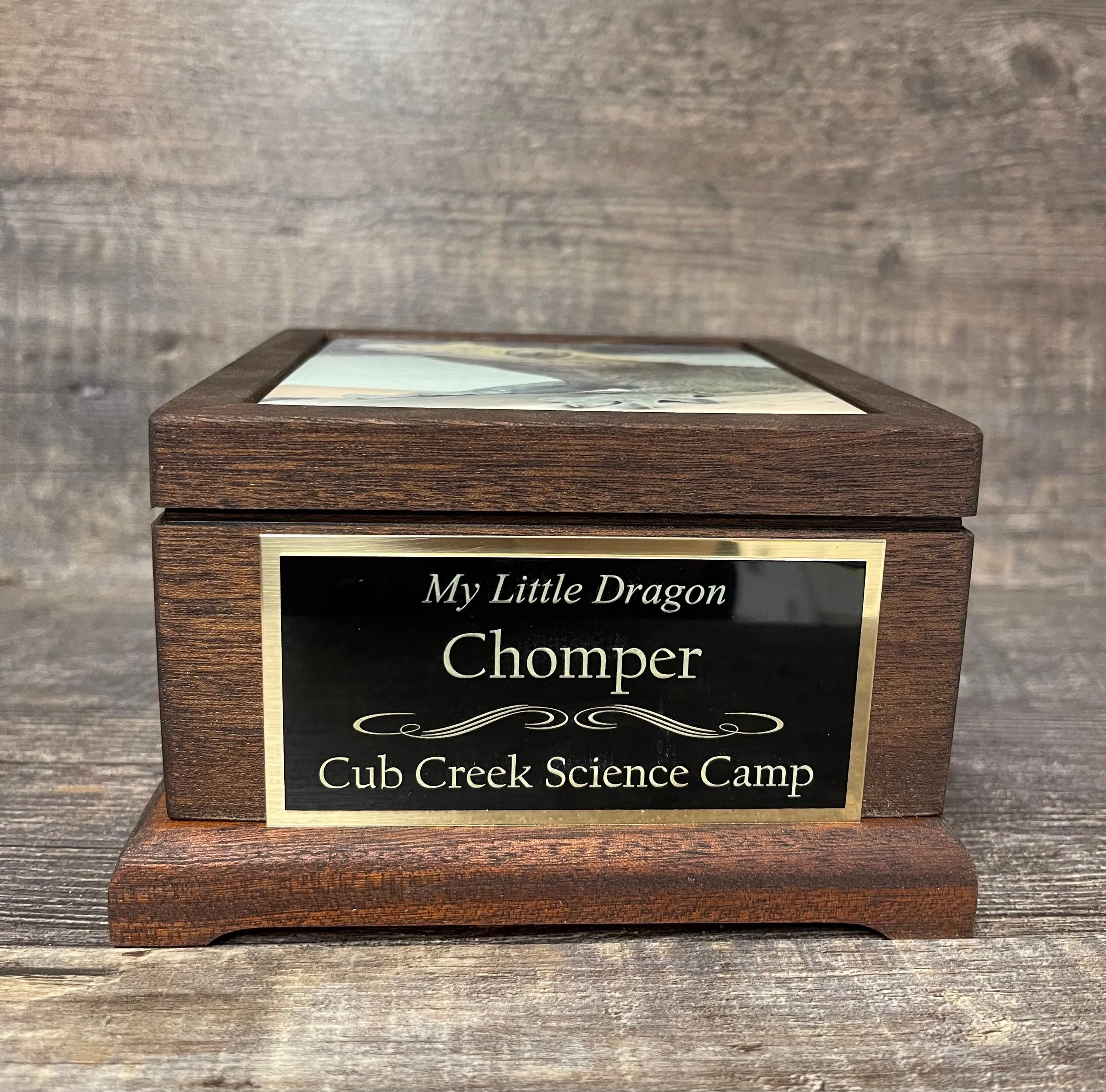 Reptile Urn Bearded Dragon Urn Small Animal Pet MAHOGANY Urn Iguana Urn Gecko Lizard Pet Keepsake Cremation Custom Photo & Engraved To 25lbs