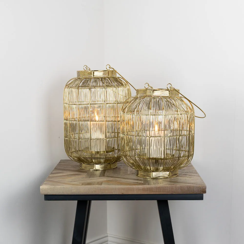 Reva Wire Lantern Gold Large