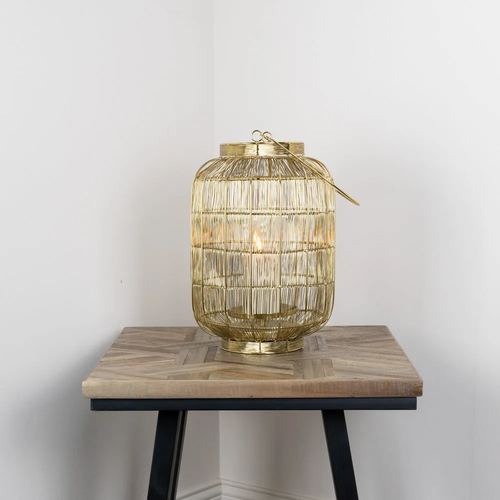 Reva Wire Lantern Gold Large
