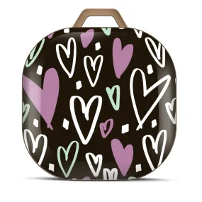 Samsung Galaxy Buds Live Case (2020) /Buds 2 /Buds Pro Case |Cute Patterns Hard Shell Protective Cover |  Black with Hearts