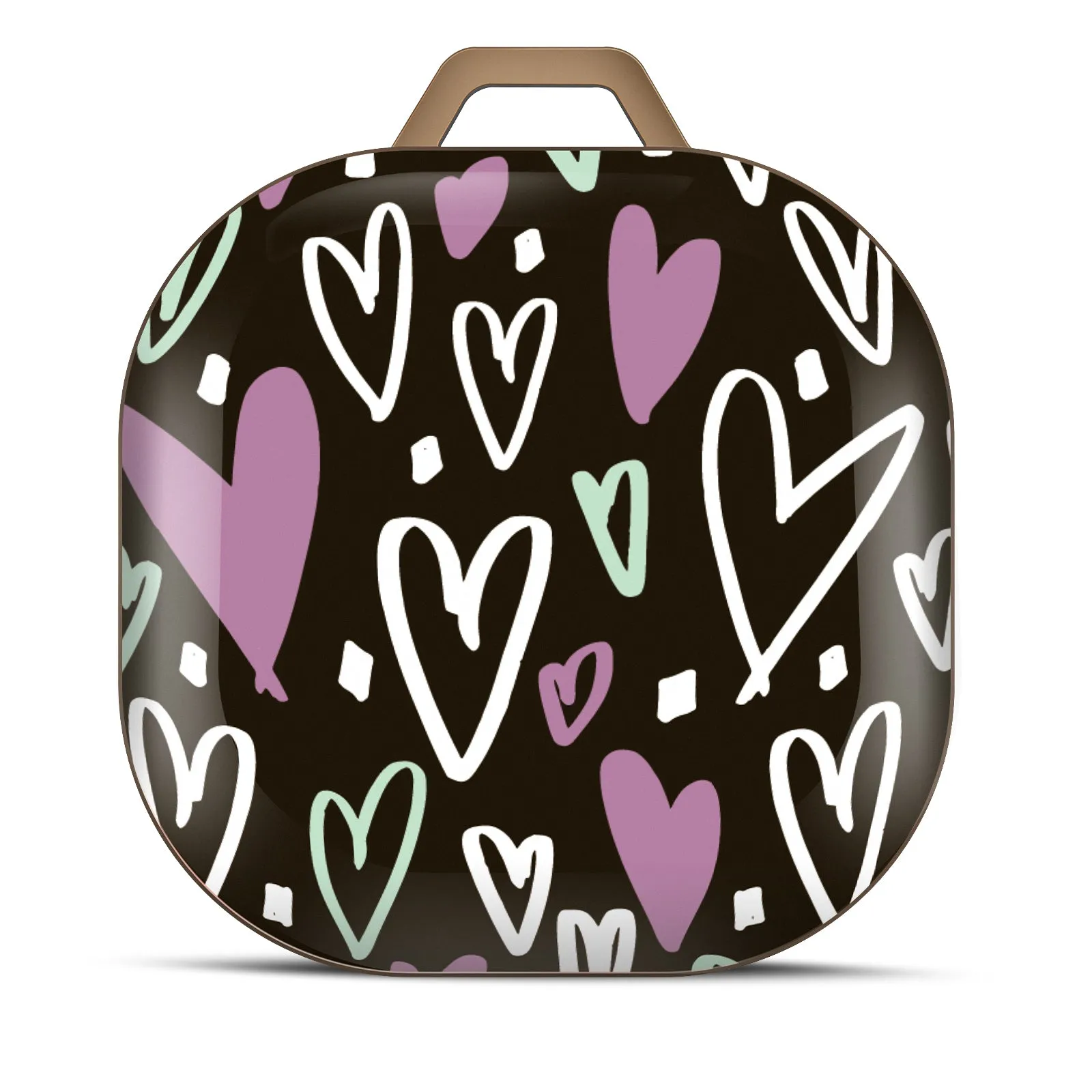 Samsung Galaxy Buds Live Case (2020) /Buds 2 /Buds Pro Case |Cute Patterns Hard Shell Protective Cover |  Black with Hearts