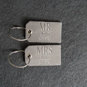 Set of Mr. and Mrs. Personalized Leather Luggage Tags