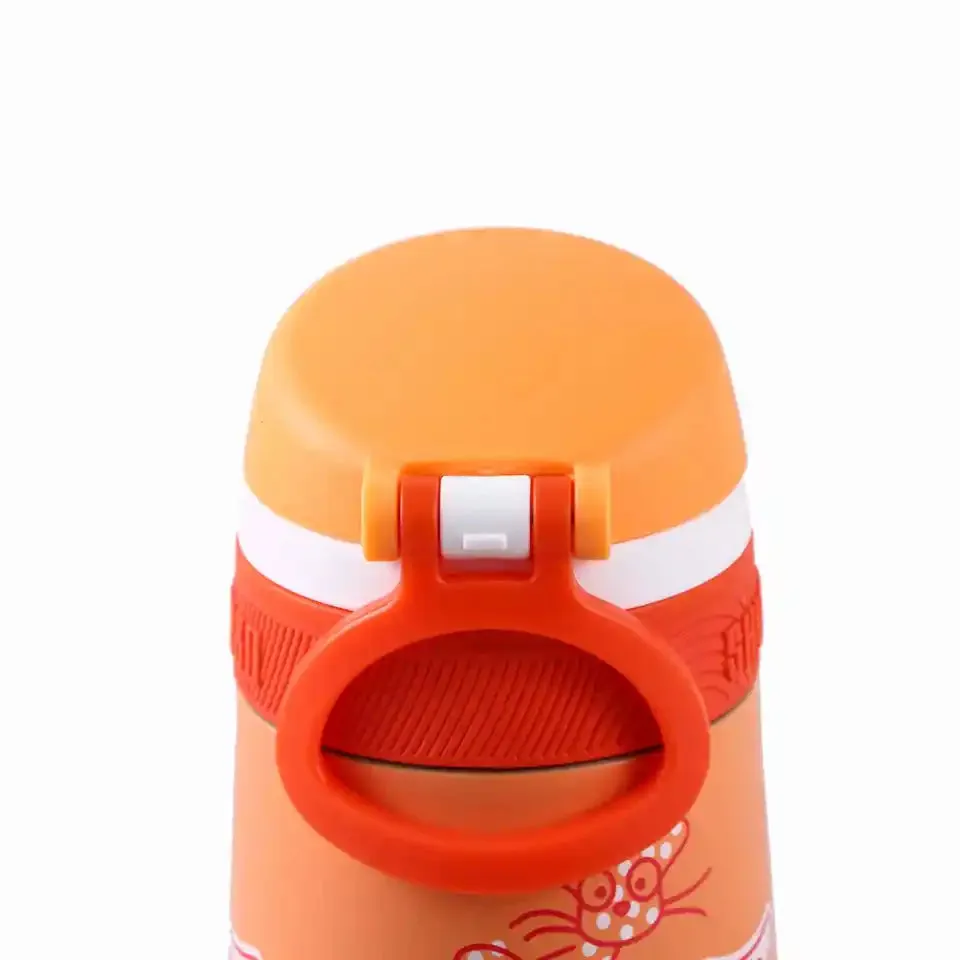 Stainless Steel Bottle - Kids Vacuum Insulated with Straw and Portable Ring, 350ml - WBS0036