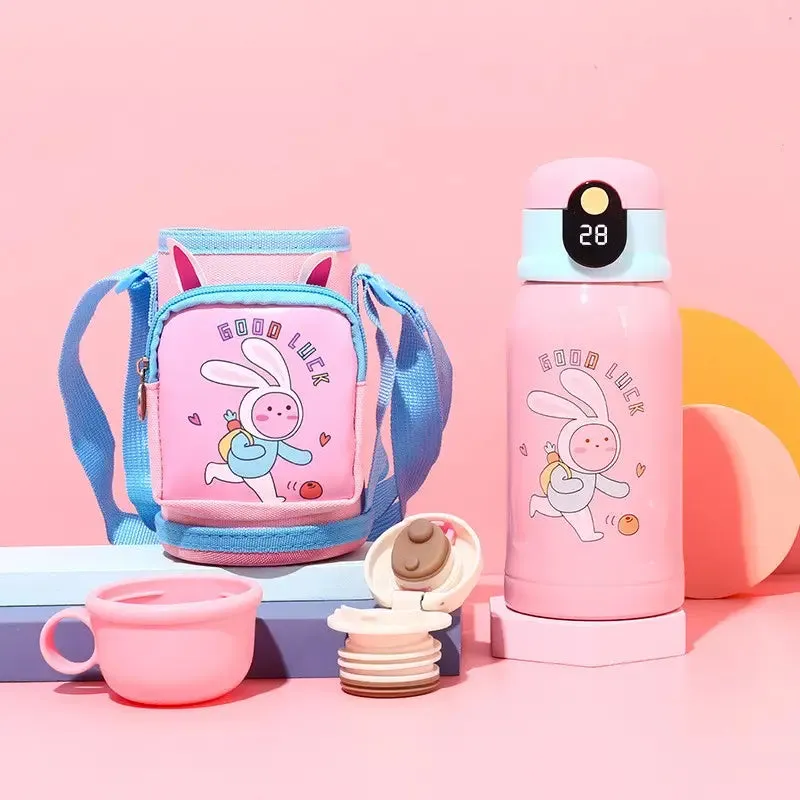 Stainless Steel Digital Smart LED Temperature Display Insulated Vacuum Flask with Sleeve, Straw, and Lid, 580ml - WBS0032