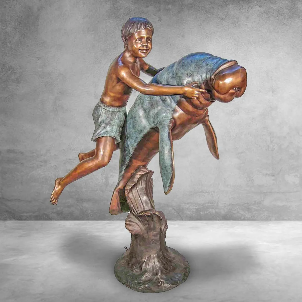 Swimming Boy & Manatee Fountain