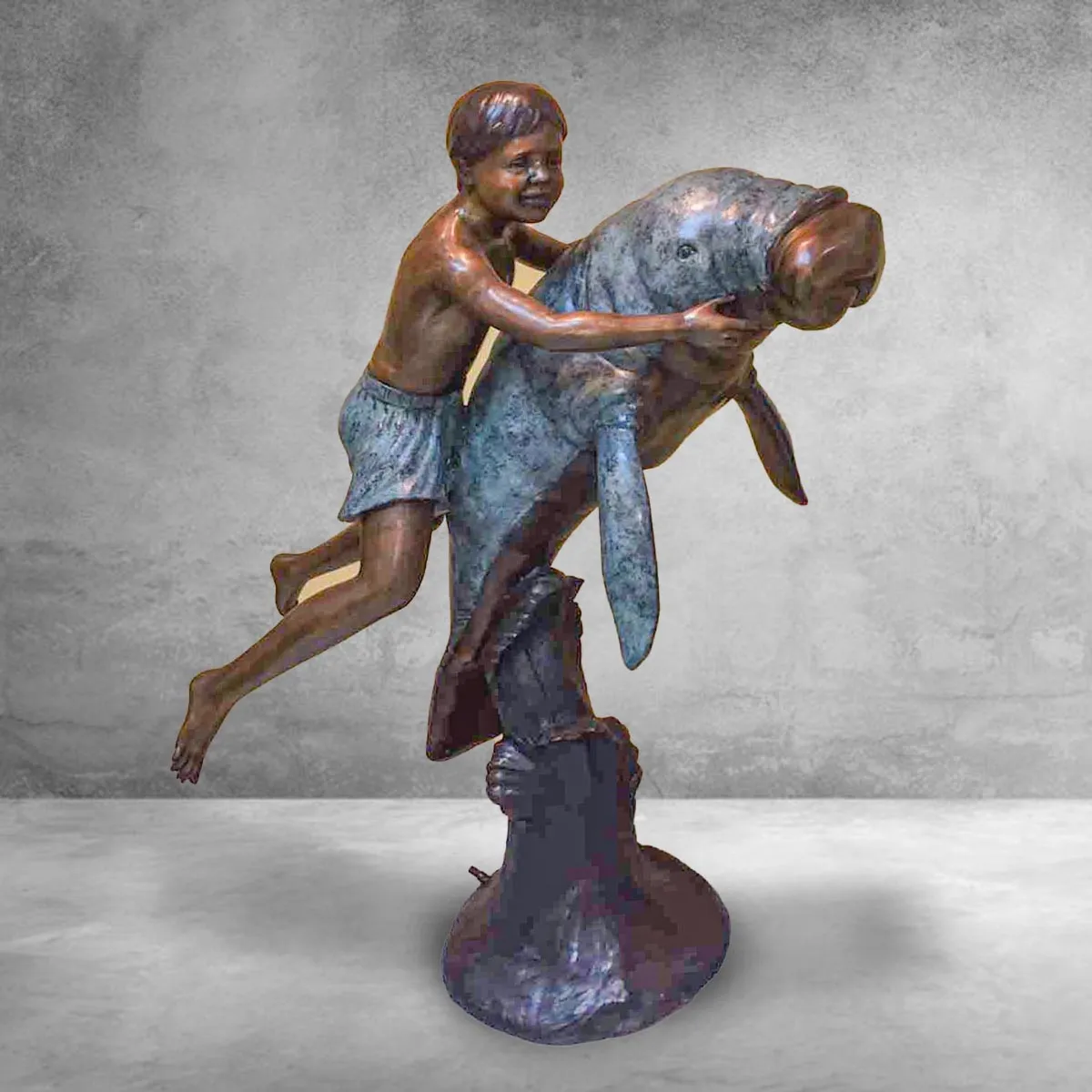 Swimming Boy & Manatee Fountain