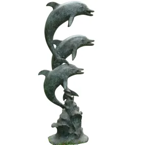 Three Dolphins on a Wave