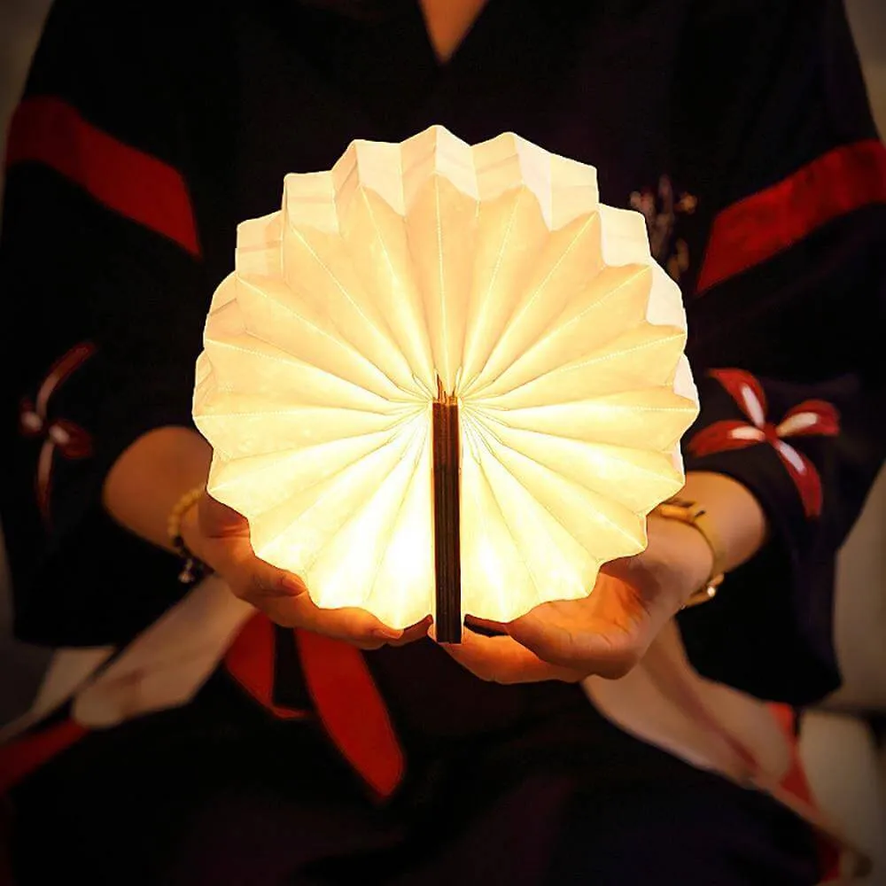 USB Rechargeable Retro Accordion Wooden LED Lamp