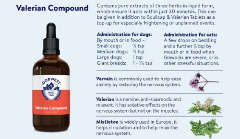 Valerian Compound Calming Remedy for Dogs & Cats
