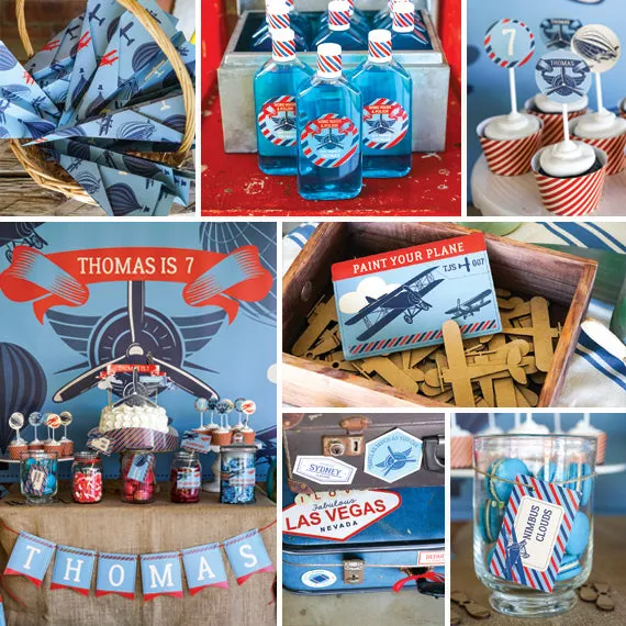 Vintage Blimp and Biplane Party Set | Military Airplanes Aviator Party