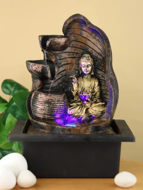 VIVARS Lord Buddha Tabletop Waterfall Fountain Fengshui Indoor Decoration Zen Fountain for Home Office Bedroom Decor