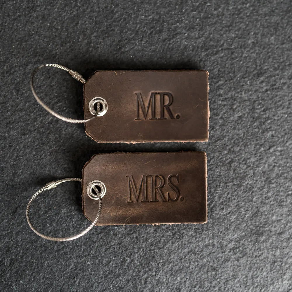 Weddings - Set of Mr. and Mrs. Personalized Leather Luggage Tags
