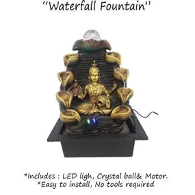 Wonderland Lakshmi Tabletop Waterfall Desktop Electric Water Fountain Decor with LED - Indoor Outdoor Portable Tabletop Decorative Zen Meditation Waterfall Kit(Includes Submersible Pump)