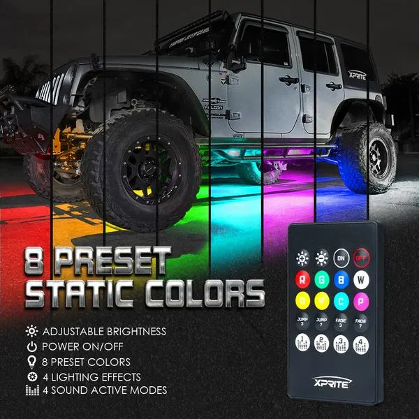 Xprite LED RGB Underbody Glow Kit 8 Color Throwback Series with IR Remote Control - UGL-62709-G2