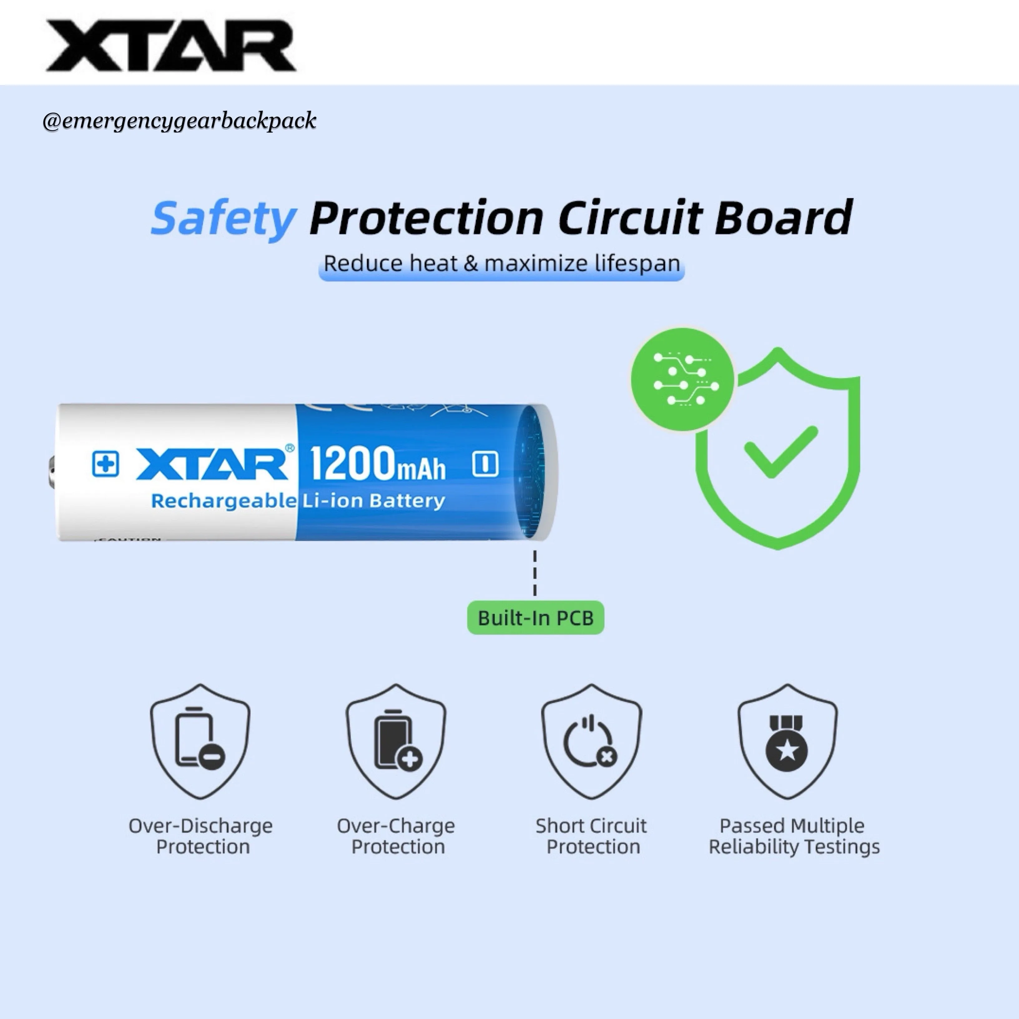 XTAR 14500 1200mAh 3.6V 2.5A Li-ion Rechargeable  Battery