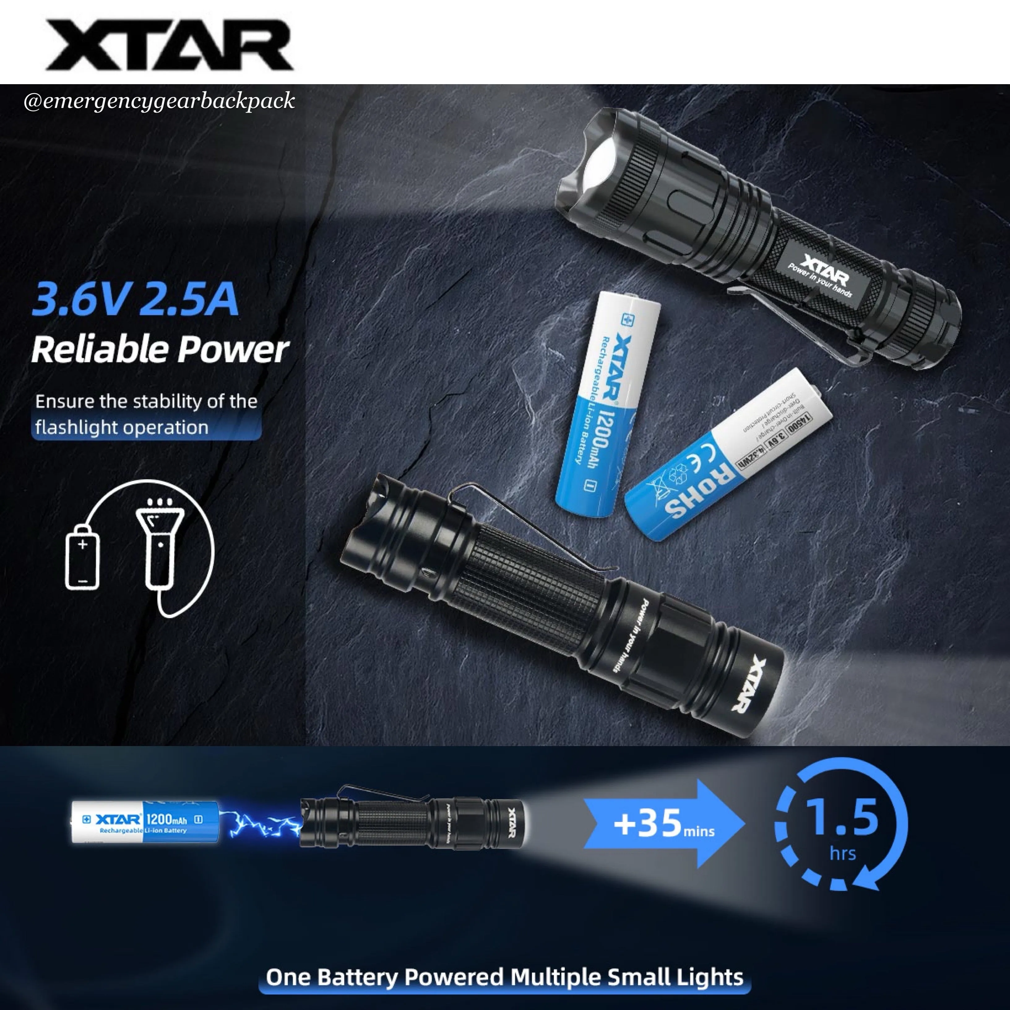 XTAR 14500 1200mAh 3.6V 2.5A Li-ion Rechargeable  Battery