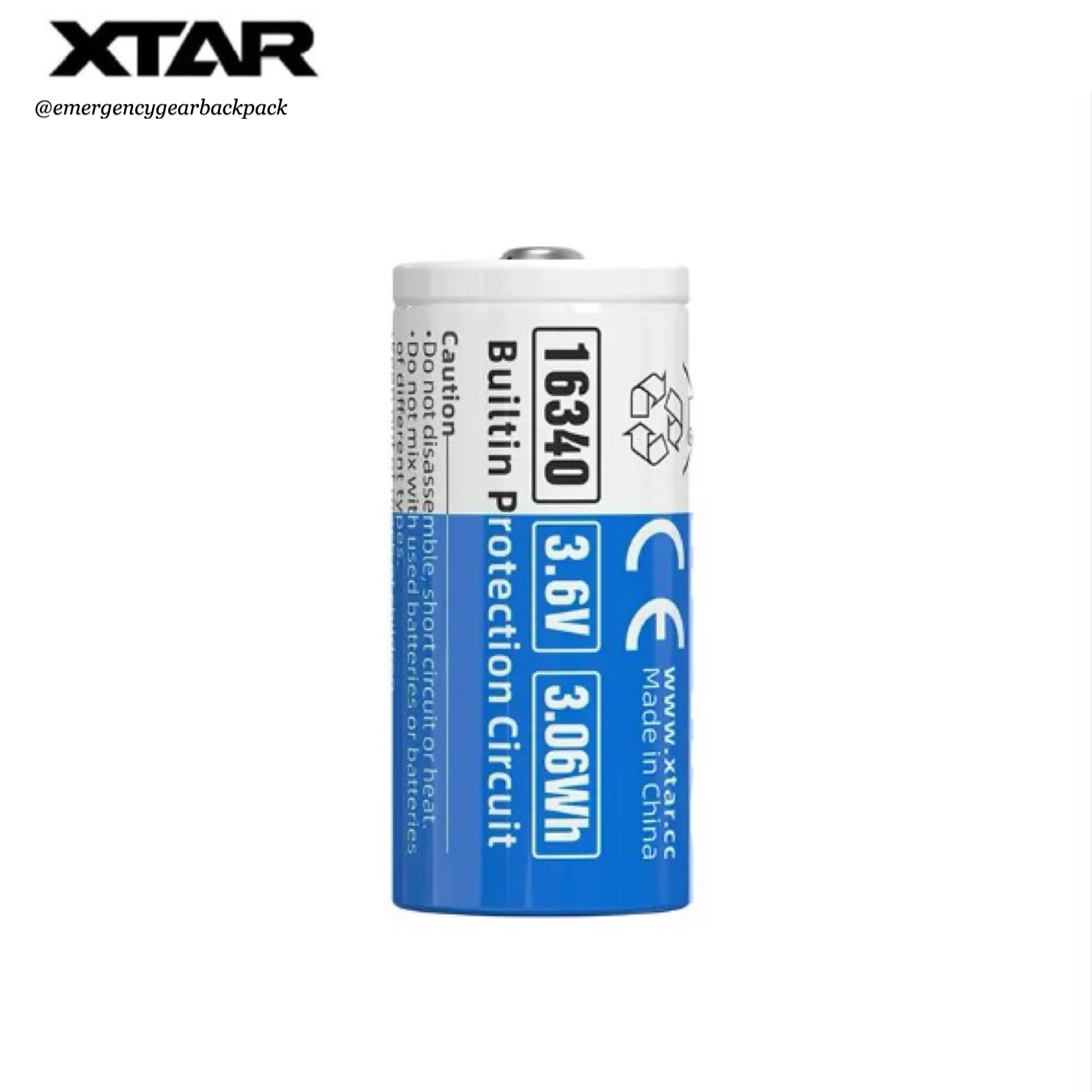 XTAR 16340 850mAh 3.6V 2.5A Li-ion Rechargeable Battery
