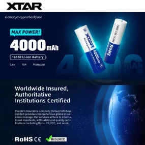 XTAR 18650 4000mAh 3.6V 10A Li-ion Rechargeable Battery