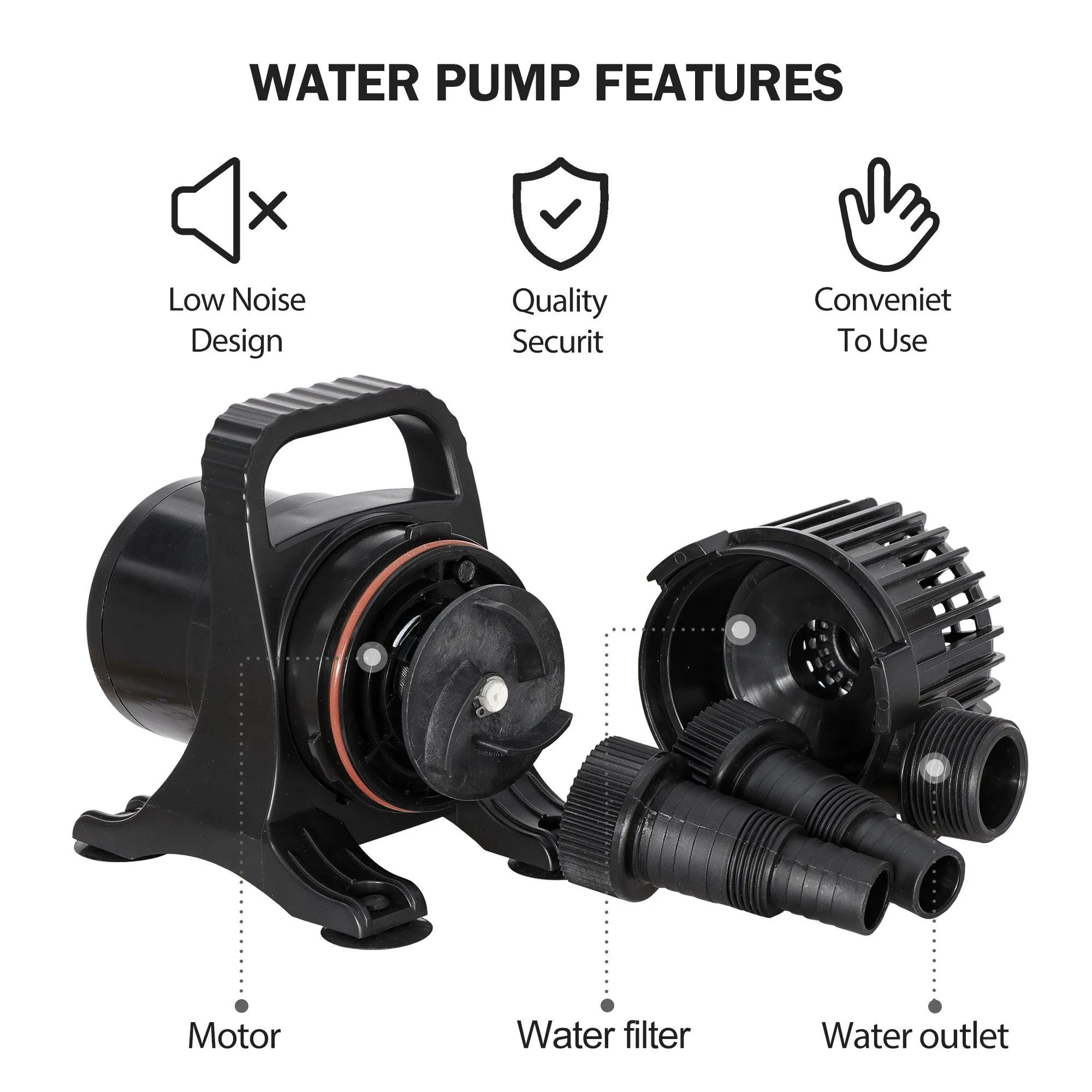 ZENY™ 2700GPH Submersible Water Pump for Pond Pool Waterfall Fountains Fish Tank, Black