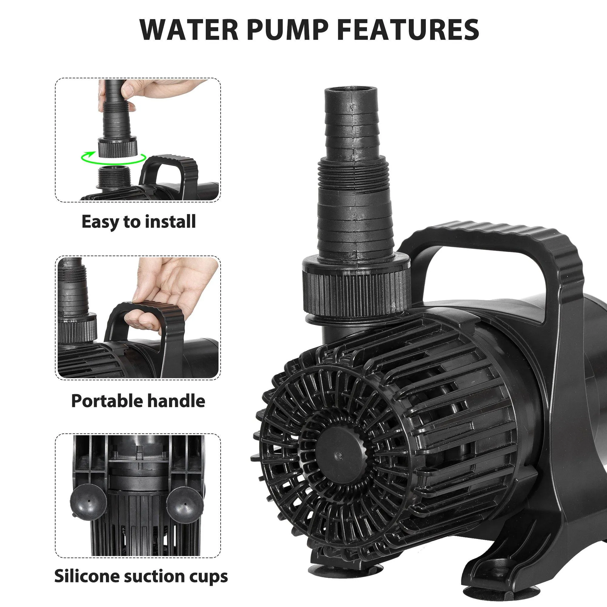 ZENY™ 2700GPH Submersible Water Pump for Pond Pool Waterfall Fountains Fish Tank, Black