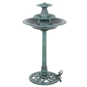 ZENY™ Birdbath Pedestal Bird Bath Outdoor Garden Decor Vintage Yard Art (Green w/Pump)