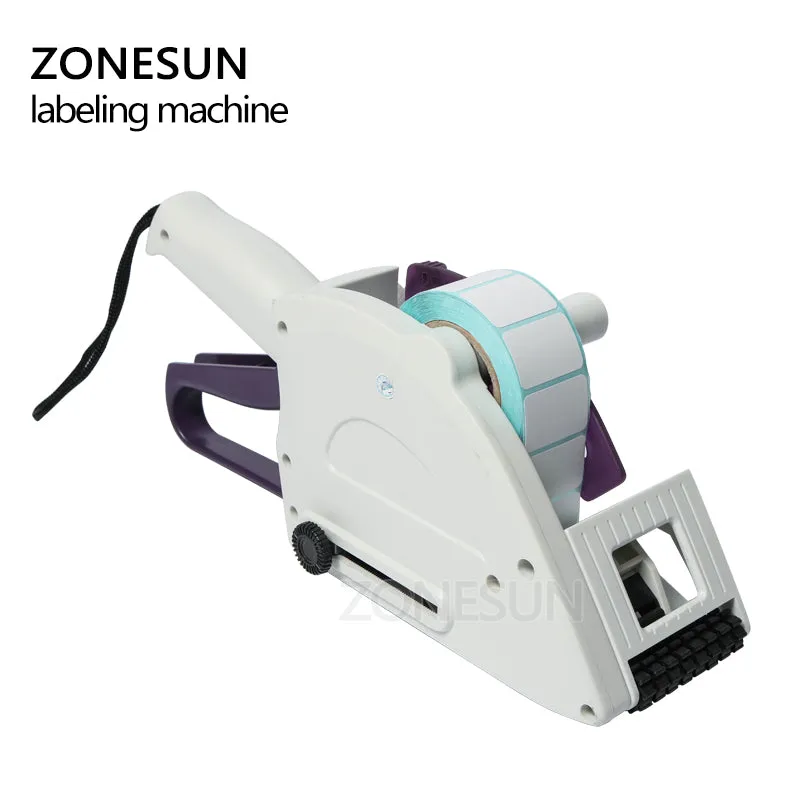 ZONESUN Semi-automatic Round Bottle Adhesive Sticker Manual Packing Labeling Machine Handheld Price Tag Labeller Flat Labeller