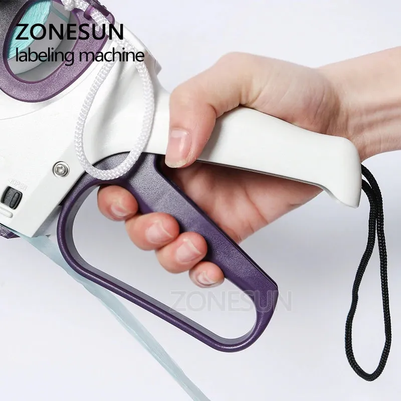 ZONESUN Semi-automatic Round Bottle Adhesive Sticker Manual Packing Labeling Machine Handheld Price Tag Labeller Flat Labeller