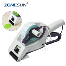ZONESUN Semi-automatic Round Bottle Adhesive Sticker Manual Packing Labeling Machine Handheld Price Tag Labeller Flat Labeller